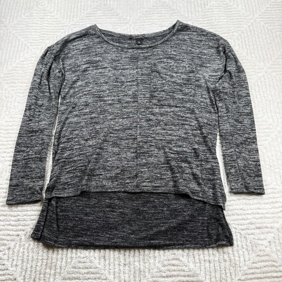 Banana Republic Tops - Banana Republic Shirt Womens M Gray Marled Knit Long Sleeve Hi Low Tunic Top
